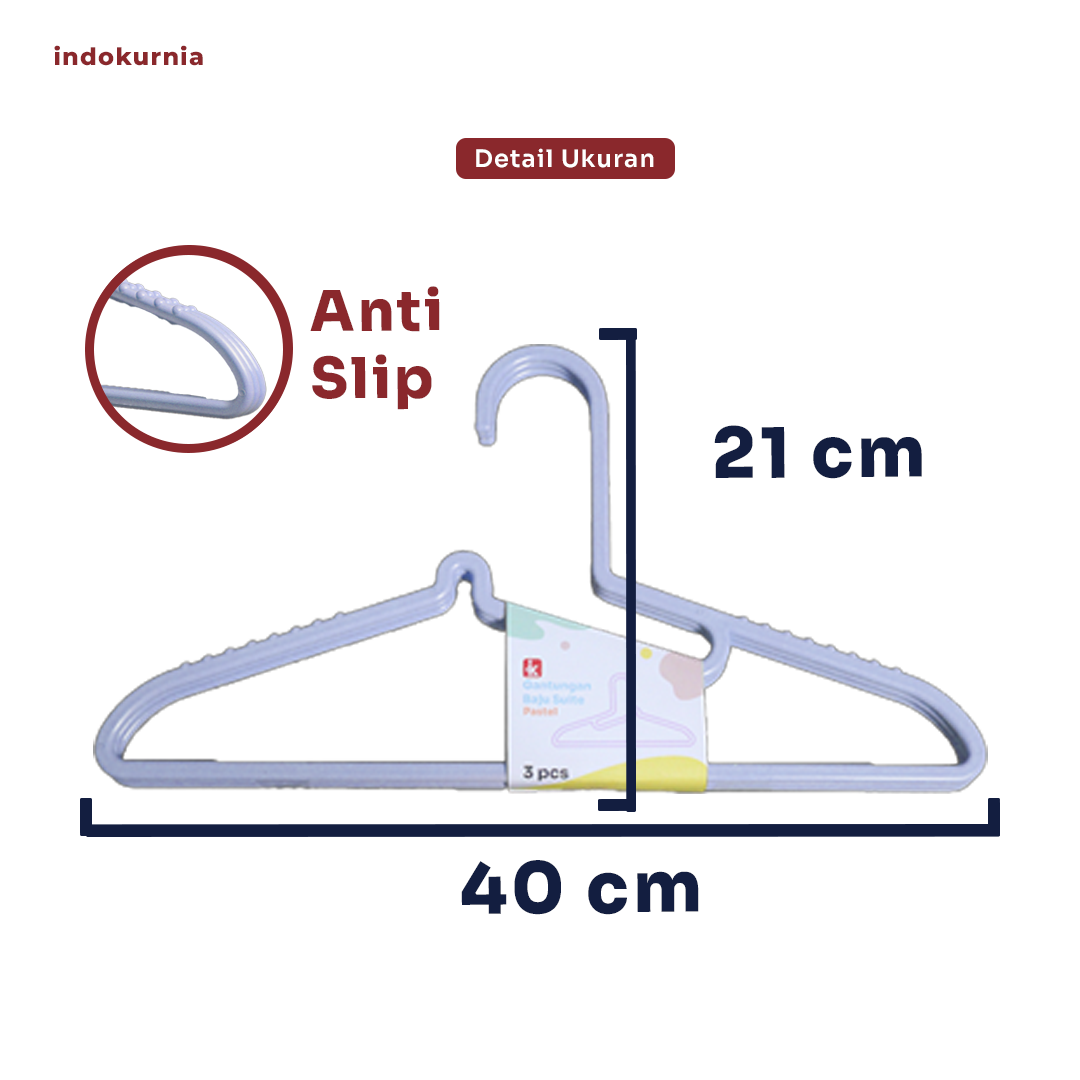 Indokurnia 3pcs Gantungan Baju Premium Suite Pastel