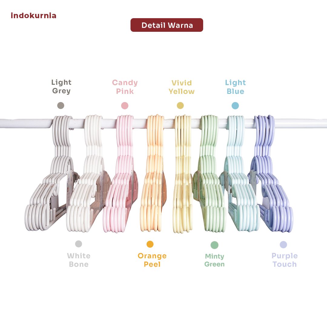 Indokurnia 6 pcs Gantungan Baju Universal Pastel