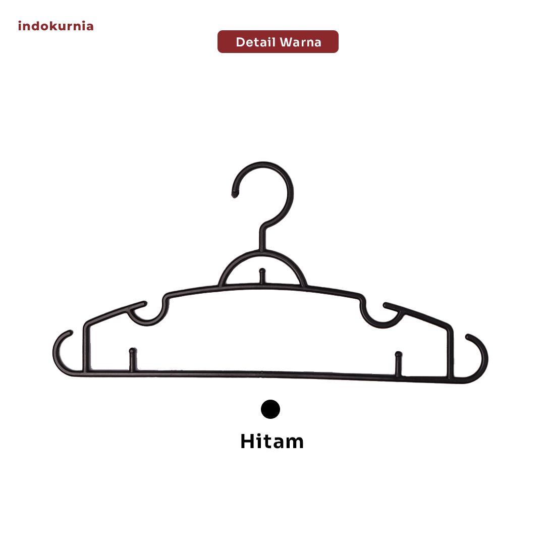 Indokurnia 10 Pcs Gantungan Baju Universal Hitam