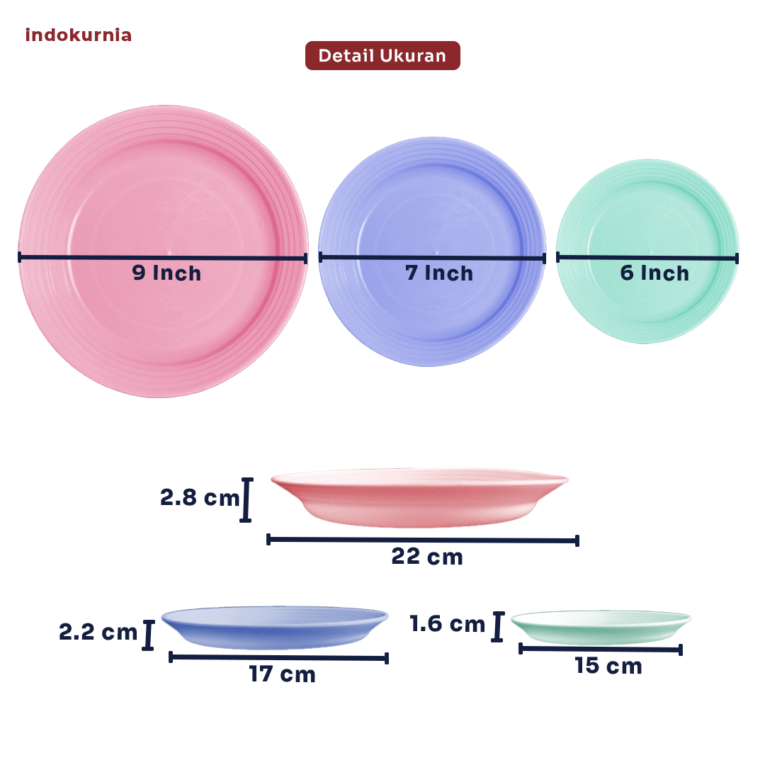 Indokurnia Piring Stripe Pastel