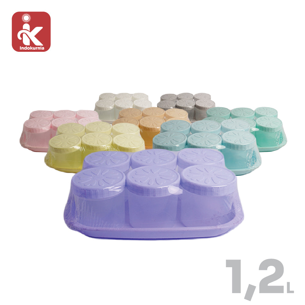 Indokurnia Toples Nampan Set California 1.2 Liter Pastel