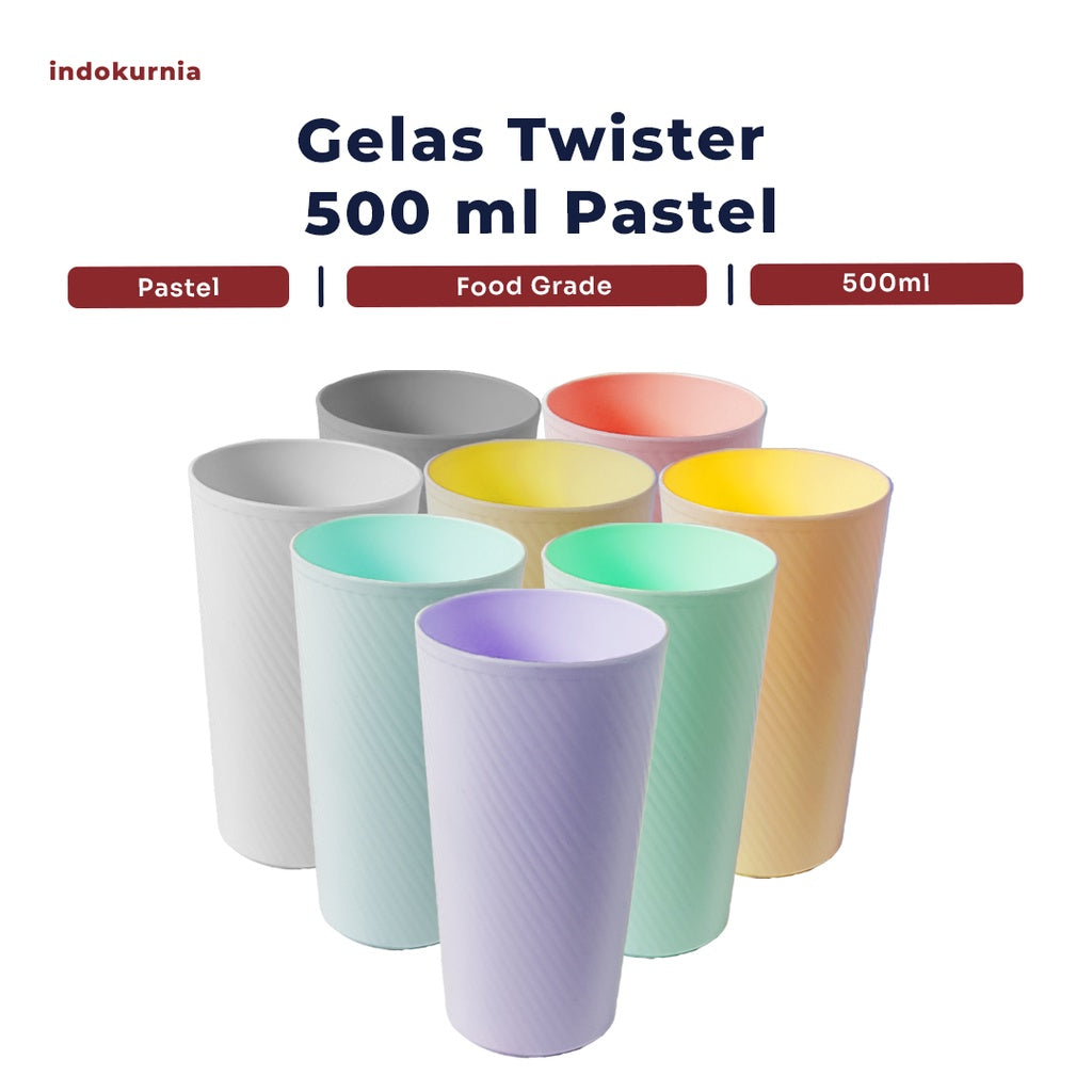 Indokurnia Gelas Twister 500 mL Pastel