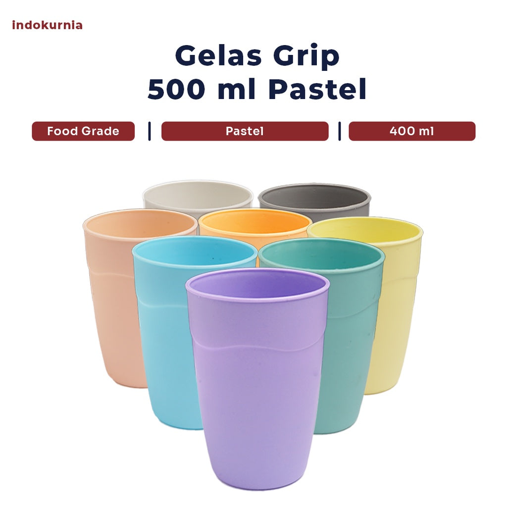 Indokurnia Gelas Grip 500 ML Pastel