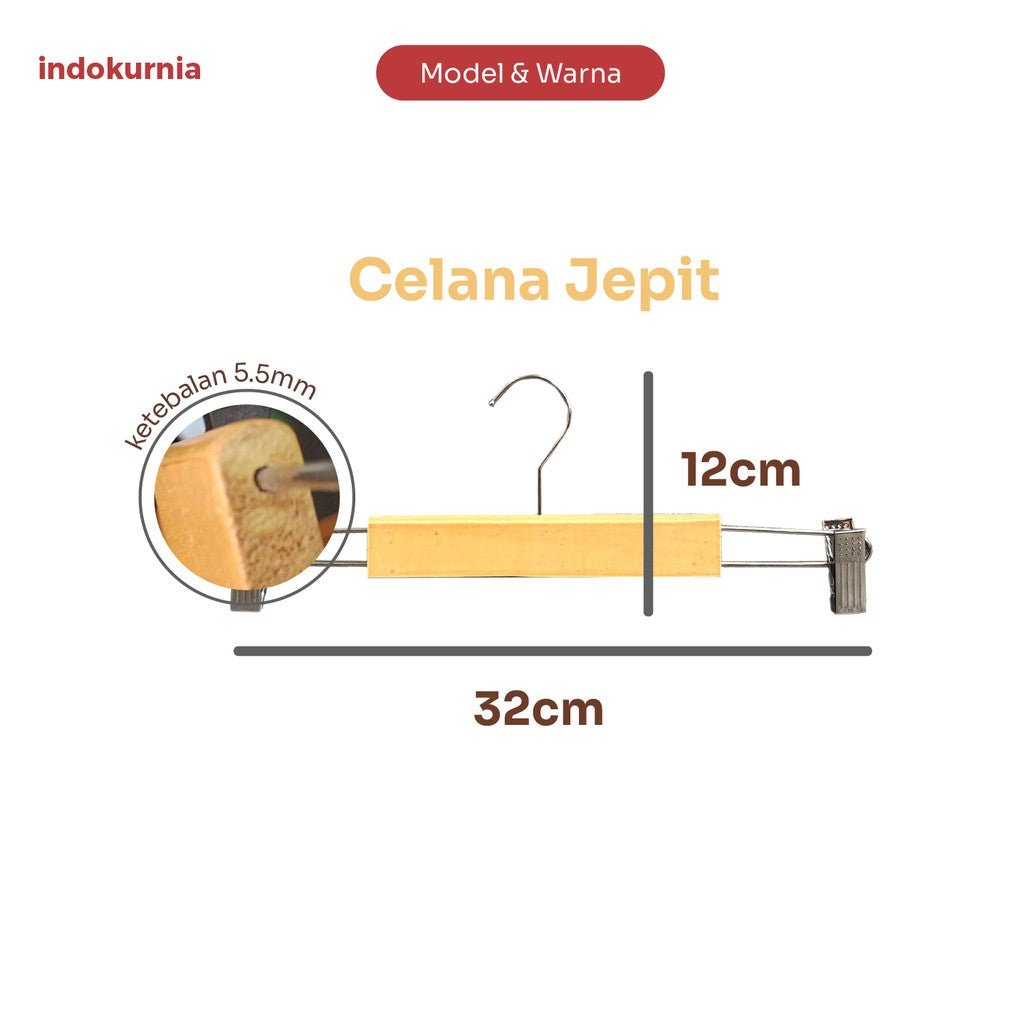 Indokurnia Hanger Kayu Jepitan Premium