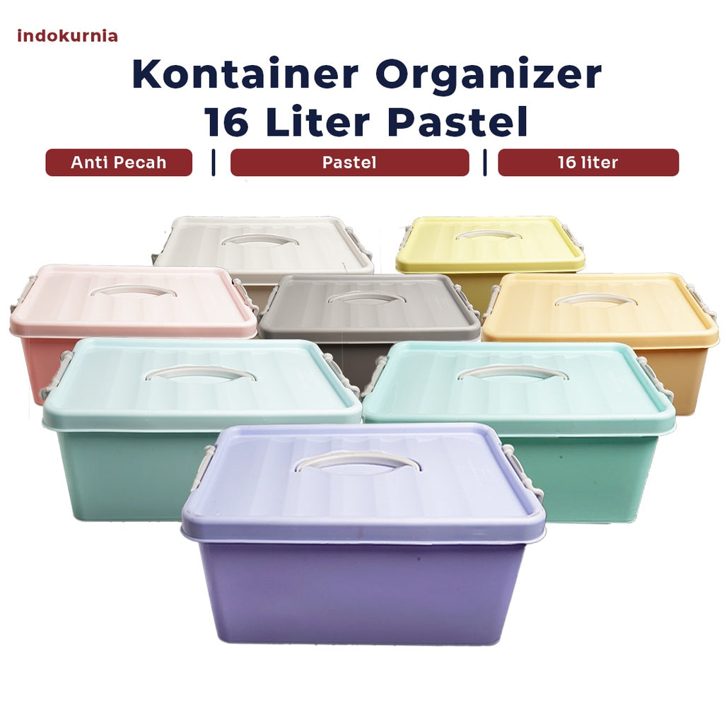 Indokurnia Kontainer Box Organizer 16 Liter Pastel