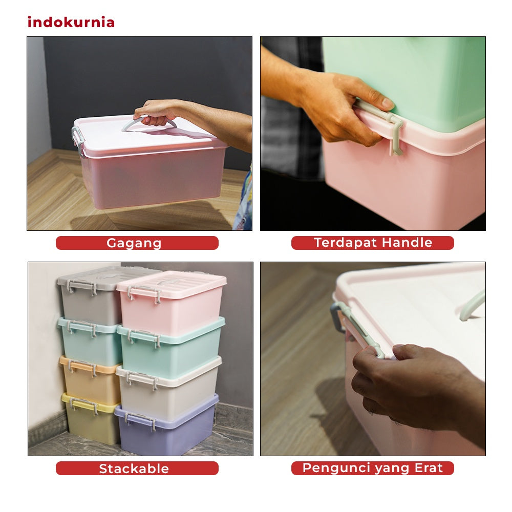 Indokurnia Kontainer Box Organizer 16 Liter Pastel