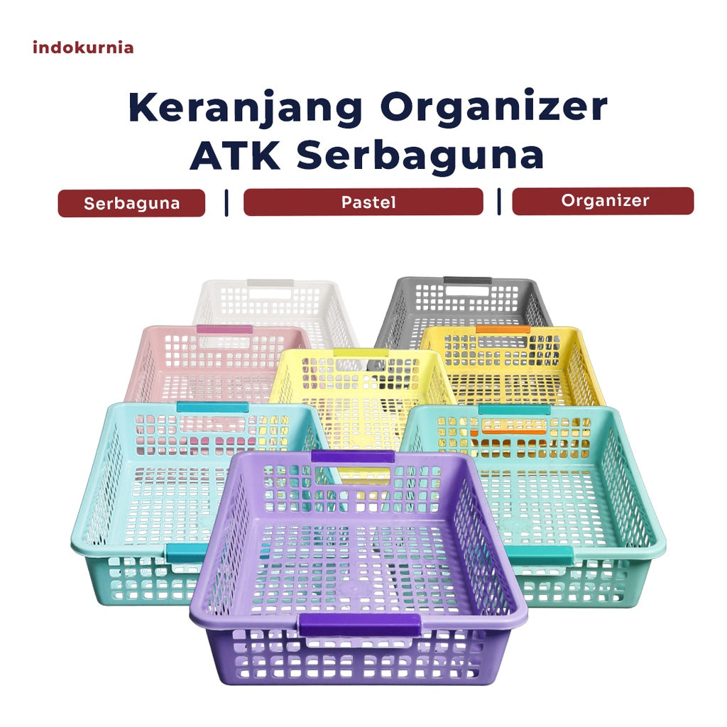 Indokurnia Keranjang Organizer Alat Tulis Kantor Pastel