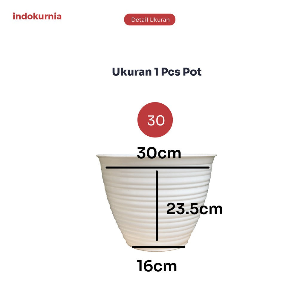 Indokurnia 12 Pcs Pot Bunga Motif Tawon Putih 30Cm