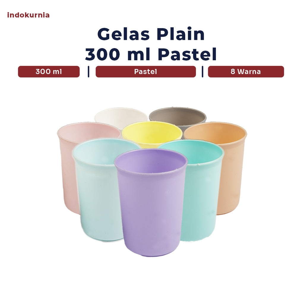 Indokurnia Gelas Plain 300 mL Pastel