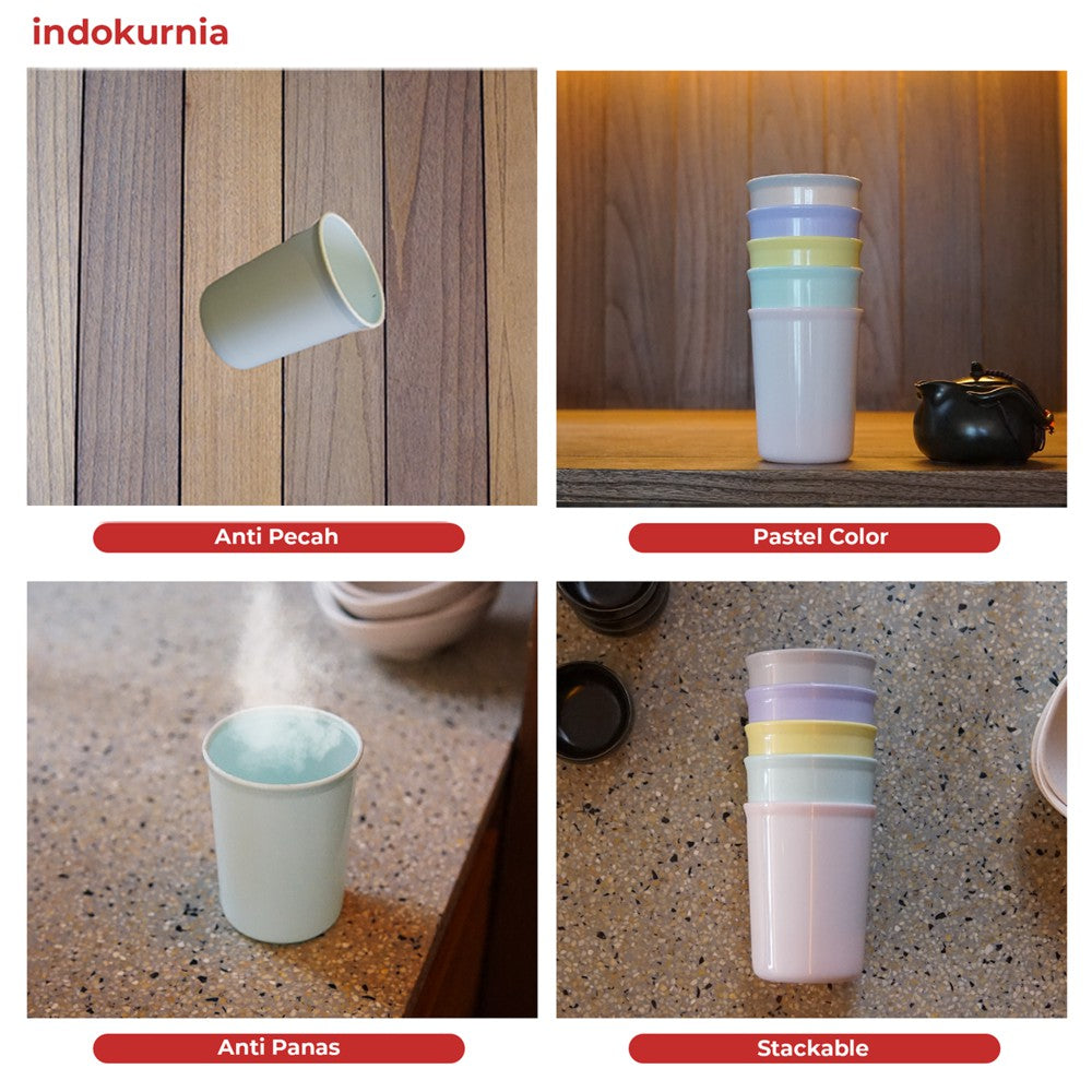 Indokurnia Gelas Plain 300 mL Pastel