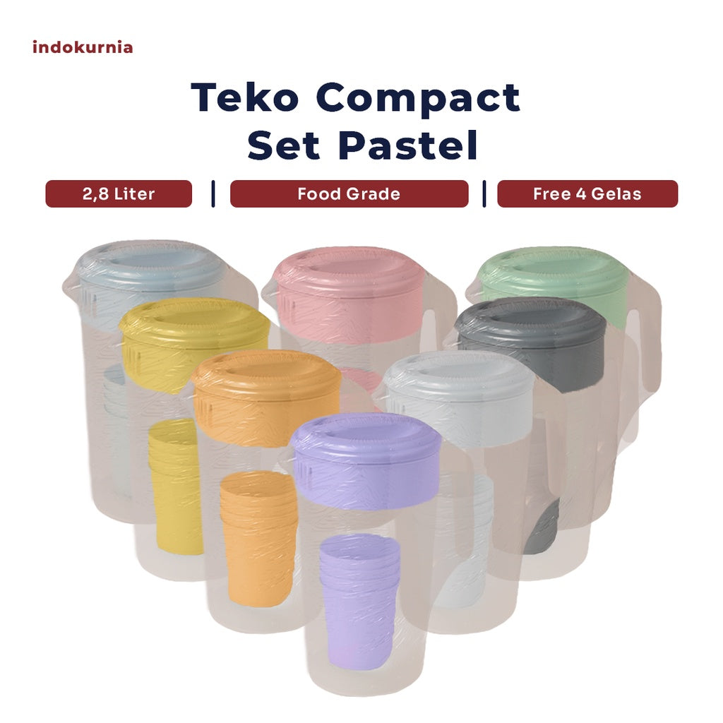 Indokurnia Teko Gelas Compact Set Pastel