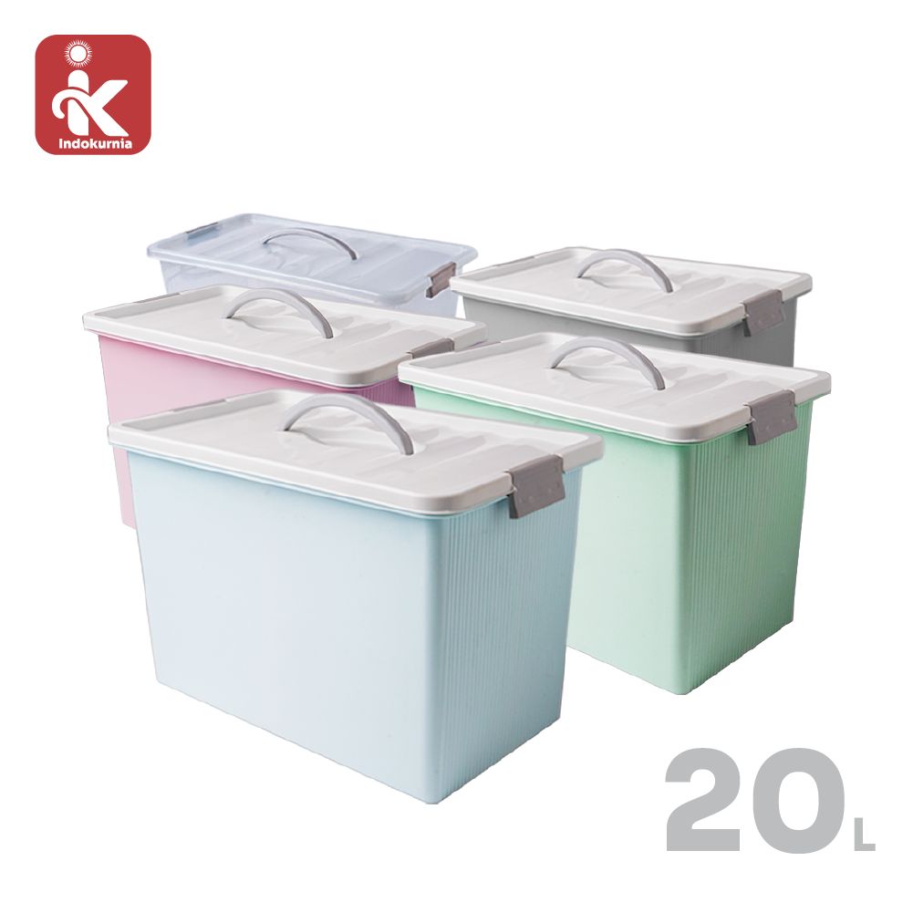 Indokurnia Kontainer Box Stripe 20 Liter Pastel