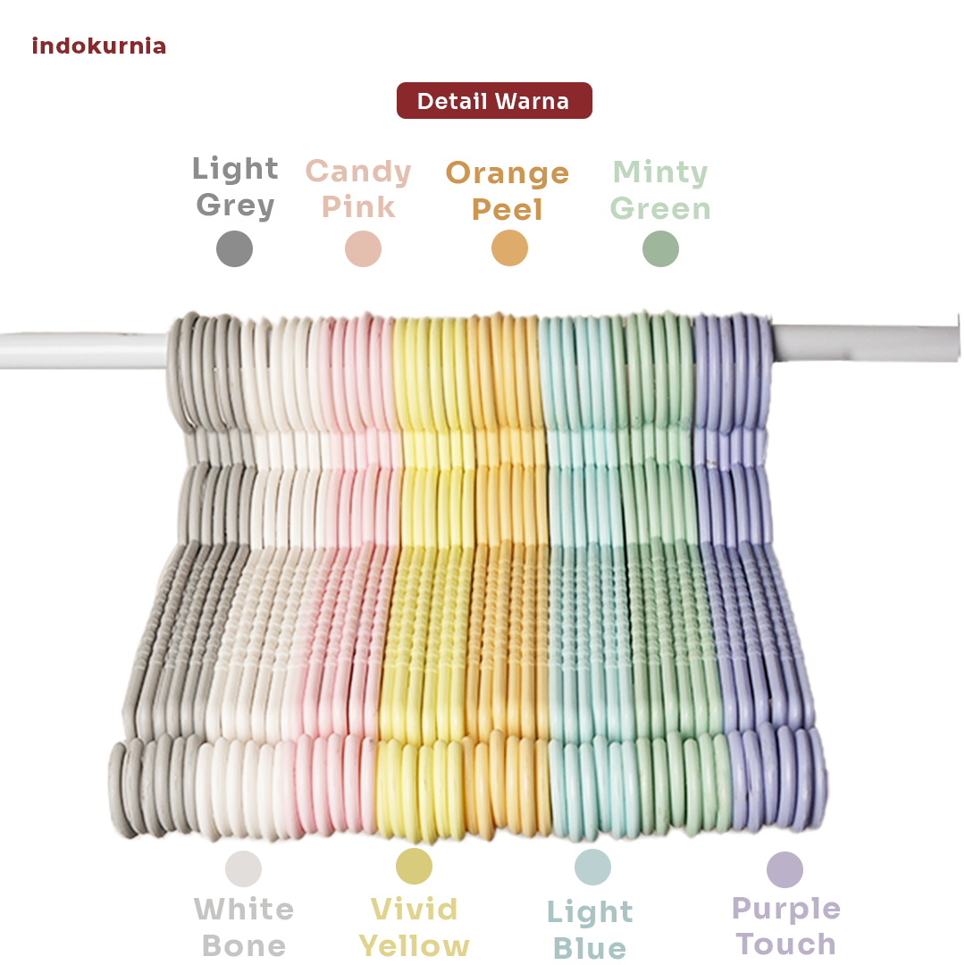 6pcs Gantungan Baju Rotan Pastel