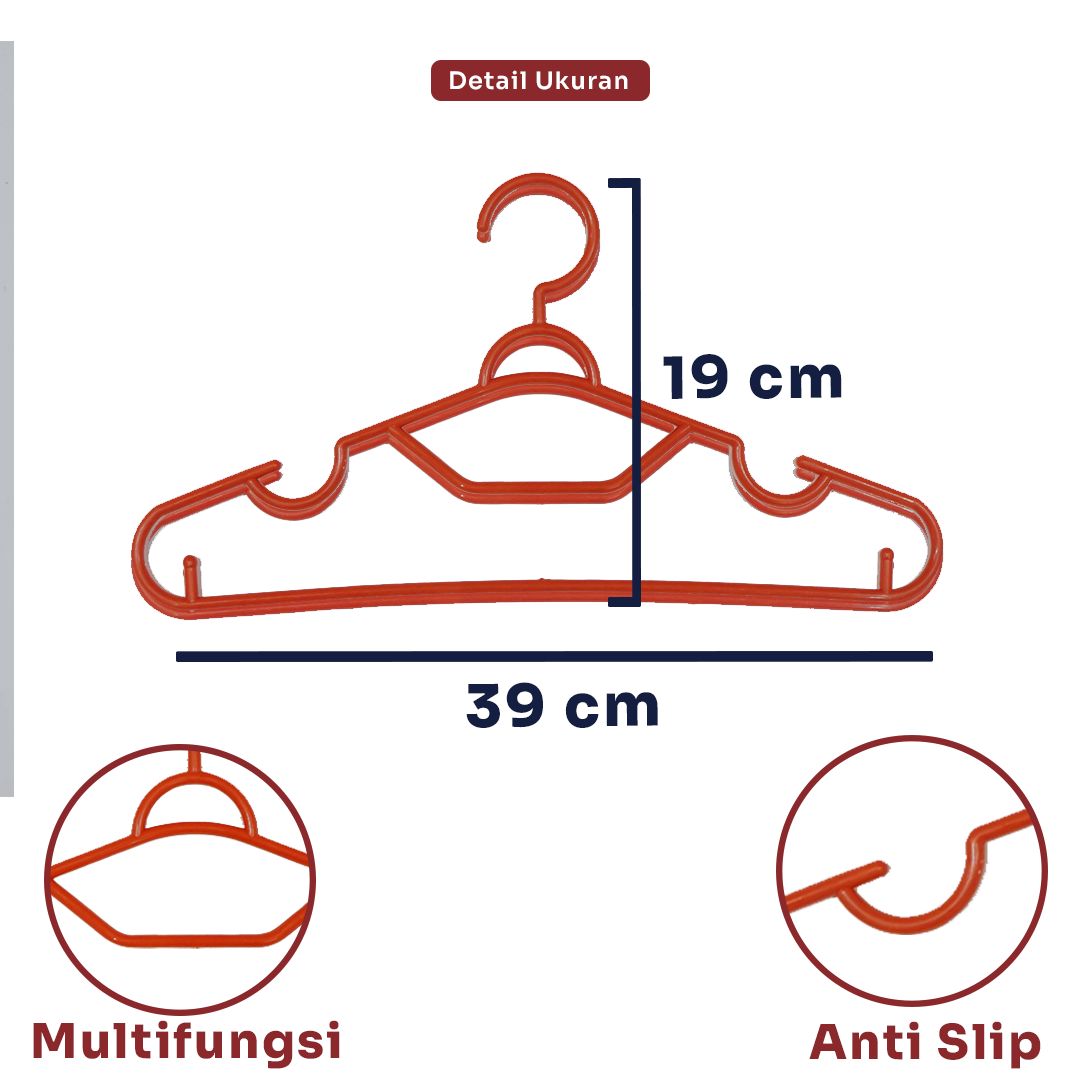 Indokurnia 6 pcs Gantungan Baju Boy Ori